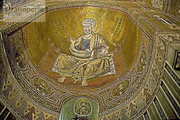 Kathedrale von Monreale in Palermo: Mosaik mit der Darstellung des Heiligen Petrus