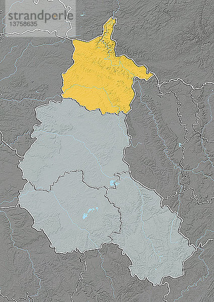 Reliefkarte des Departements Ardennen in Champagne-Ardenne  Frankreich. Es wird im Norden von Belgien begrenzt. Dieses Bild wurde aus Höhendaten verarbeitet.