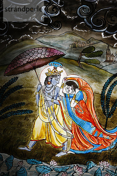 Glasmalerei im Iskcon-Tempel  Krishna und Rada