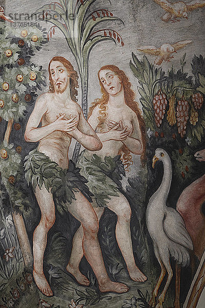Fresko in der Kirche von Maglie  Adam und Eva verlassen den Himmel