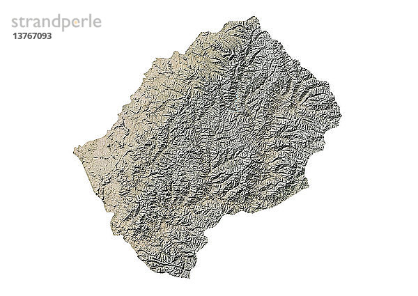 Reliefkarte von Lesotho. Diese Karte wurde aus Höhendaten erstellt.