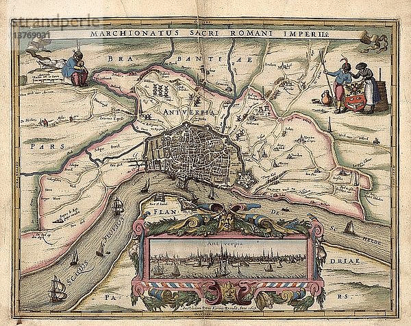 Karte von Antwerpen  Belgien 1622