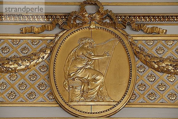 Goldenes Medaillon eines Musikers  der die Harfe spielt  Das Hotel von Toulouse  Banque de France.