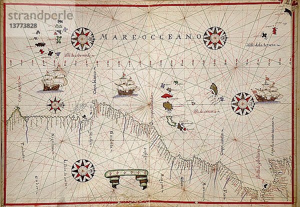 Portolankarte der afrikanischen Küste 1590
