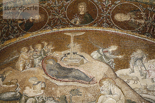 Mosaik  das Maria bei der Geburt Jesu Christi in der Kariye Camii (Heiliger Erlöser in der Kirche von Chora) darstellt