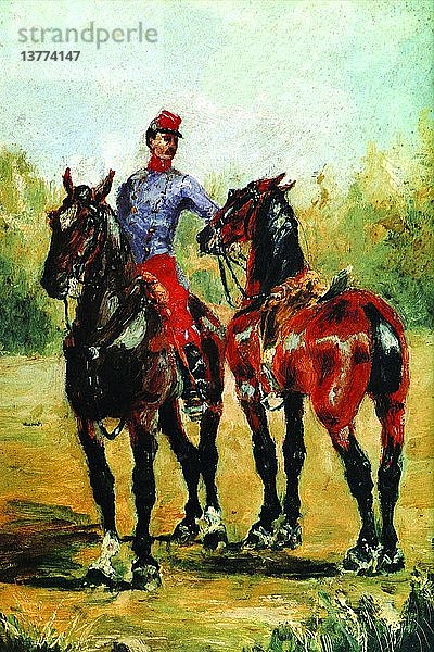 Bräutigam mit zwei Pferden 1900