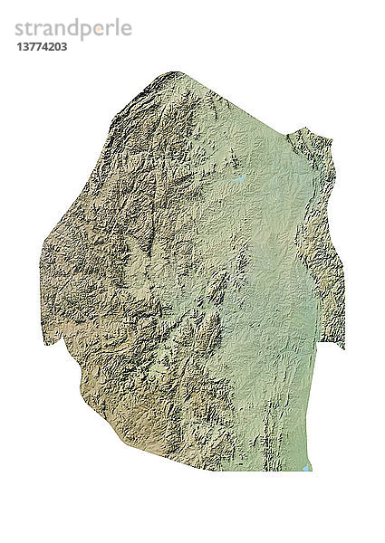 Reliefkarte von Swasiland. Diese Karte wurde aus Höhendaten erstellt.