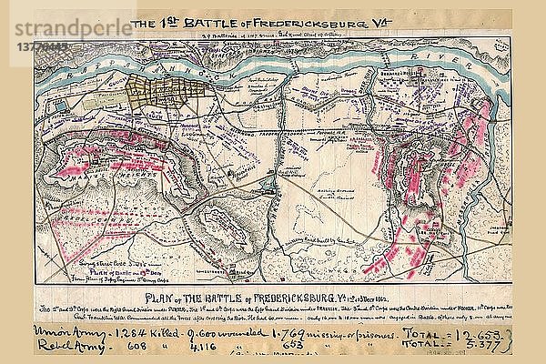 Plan der Schlacht von Fredericksburg 1862