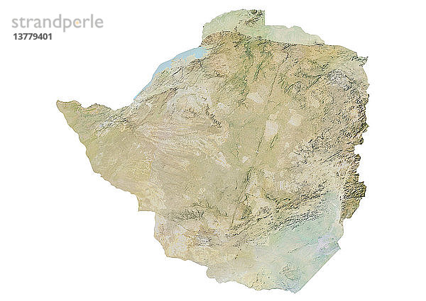 Reliefkarte von Simbabwe. Diese Karte wurde aus Höhendaten erstellt.