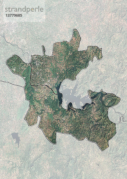 Satellitenbild des Bundesstaates Dadra und Nagar Haveli  Indien. Dieses Bild wurde aus Daten zusammengestellt  die von den Satelliten LANDSAT 5 und 7 erfasst wurden.