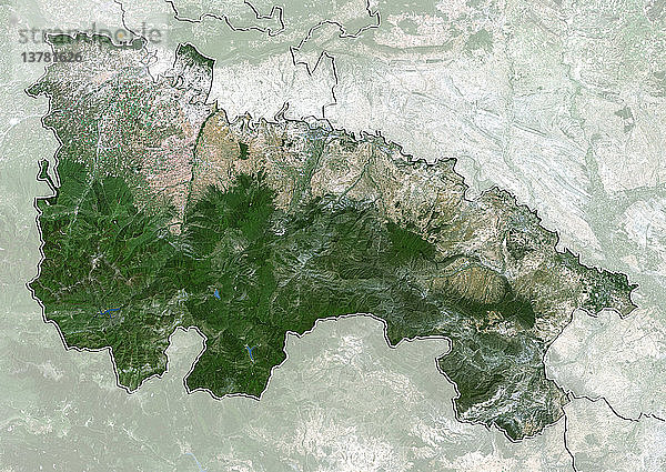 Satellitenbild von La Rioja  Spanien. Dieses Bild wurde aus Daten zusammengestellt  die von den Satelliten LANDSAT 5 und 7 erfasst wurden.