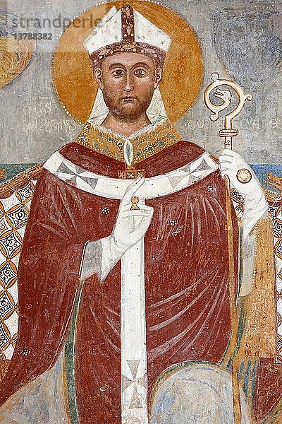 Fresko von Rinaldo da Taranto in der Kirche Santa Maria del Casale (14. Jahrhundert).