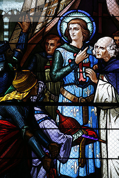 Glasfenster der St.-Louis-Kirche  der heilige Ludwig auf Kreuzzug trifft den Emir