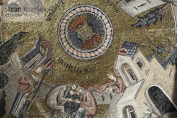 Chora-Kirchenmuseum  Mosaik mit der Darstellung der Jungfrau Maria  die von ihren Eltern Joachim und Anna geliebt wird