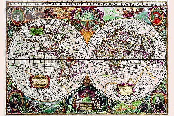 Stereographische Karte der Welt 1630