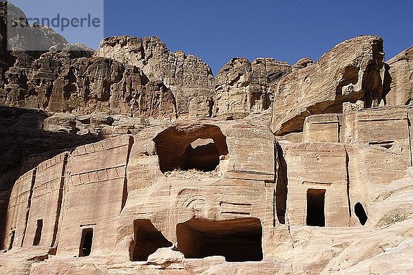 Archäologische Stätte Petra  nabatäische Felsengräber  Petra  Jordanien.