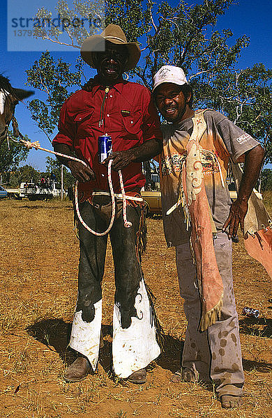 Wettbewerber in Nagaliwurra Aboriginal Rodeo Timber Creek  Nordterritorium  Australien