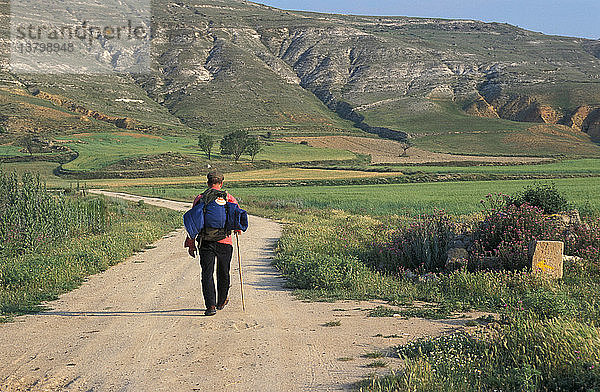 Pilger auf dem Weg nach Santiago de Compostela