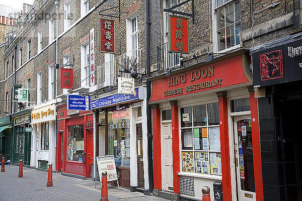 Chinesische Restaurants und Geschäfte  Chinatown  Soho  London  England