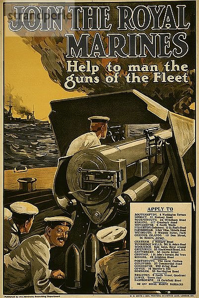 Treten Sie den Royal Marines bei. Helfen Sie  die Kanonen der Flotte zu bemannen 1915