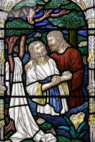 Glasmalerei in der anglikanischen St.-Georgs-Kathedrale  Jerusalem  die Taufe Christi '