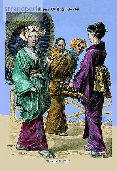 Japanische Frau und Kind  19. Jahrhundert