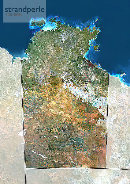 Satellitenbild des Northern Territory  Australien. Dieses Bild wurde aus Daten zusammengestellt  die von den Satelliten LANDSAT 5 und 7 erfasst wurden.