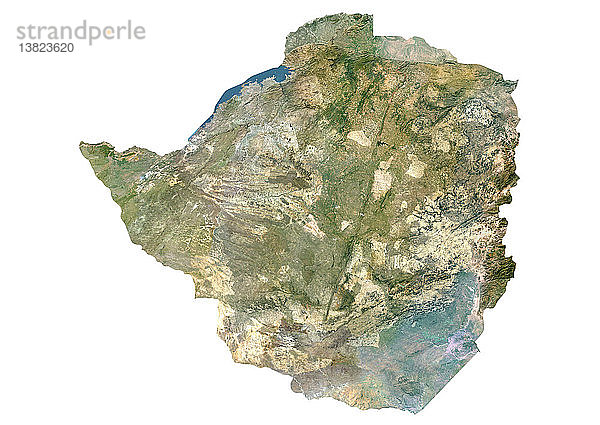 Satellitenbild von Simbabwe. Dieses Bild wurde aus Daten des LANDSAT-Satelliten erstellt.