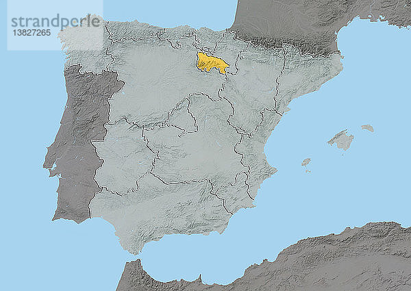 Reliefkarte von La Rioja  Spanien. Dieses Bild wurde aus Daten der Satelliten LANDSAT 5 und 7 in Kombination mit Höhendaten erstellt.