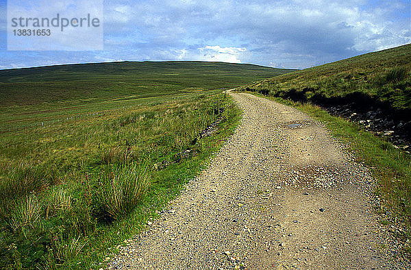 Kleine Landstraße  die in die Ferne führt  Upper Teesdale  England