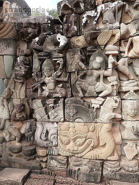 Kambodscha Archäologie Angkor Reliefs Bayon-Tempel