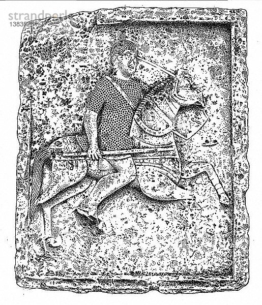 Dieses Relief eines Hilfsreiters im Kettenhemd stammt aus der römischen Stadt Tropaeum Traiani auf dem fernen Balkan.