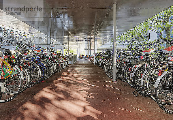 Fahrräder unter einem Schutzdach