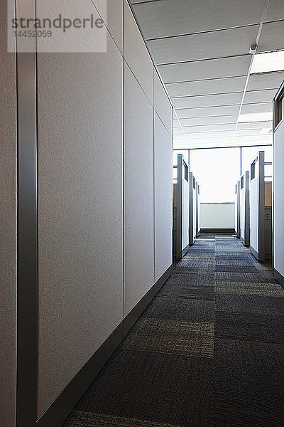Halle mit Teppichboden und Büroräumen