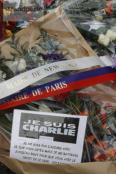 Frankreich  Paris  Gedenken an die Opfer des Charlie Hebdo-Anschlags durch die Bürgermeister von New-York und Paris