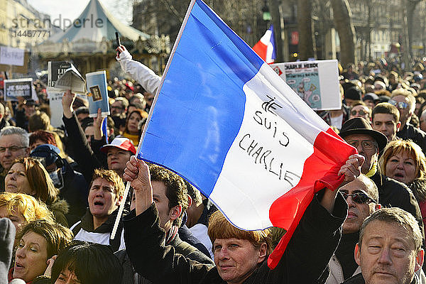 11. Januar 2015 : Kundgebung als Reaktion auf die Terroranschläge in Frankreich  Paris (75)  Frankreich.