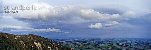 Blick über die Canterbury-Ebene von Mount Hutt