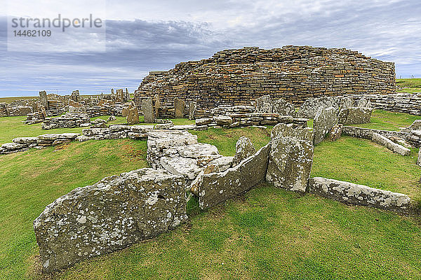 Broch of Gurness  Komplex aus der Eisenzeit  prähistorische Siedlung  Eynhallow Sound  Orkney-Inseln  Schottland  UK