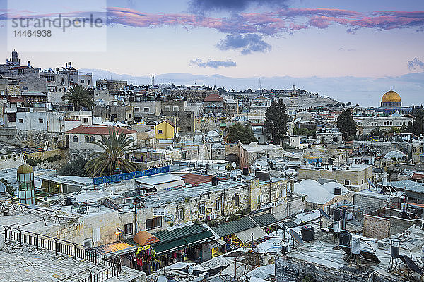 Blick über das muslimische Viertel zum Felsendom  Jerusalem  Israel  Naher Osten
