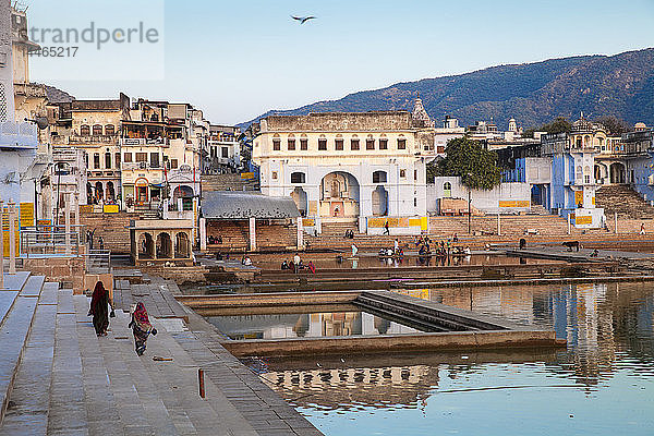Pushkar-See und Badeghats  Pushkar  Rajasthan  Indien
