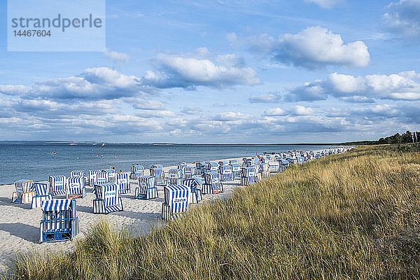 Deutschland  Rügen  Breege  Blick auf Meer und Strand mit Strandkörben