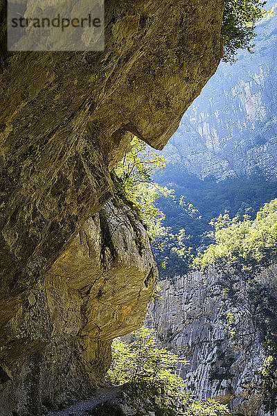Montenegro  Kolasin  Mrtvica-Schlucht  Weg unter den Felsen