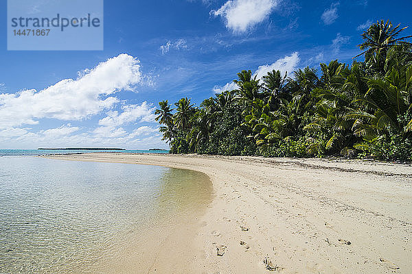 Cook-Inseln  Rarotonga  Lagune von Aitutaki  weißer Sandstrand und Palmenstrand