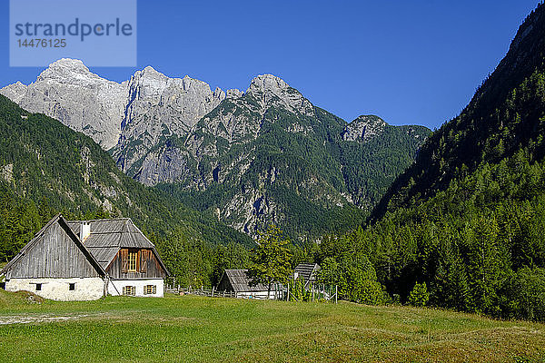 Slowenien  Soca-Tal  in der Nähe von Trenta  Triglav-Nationalpark  Almen und Hütten