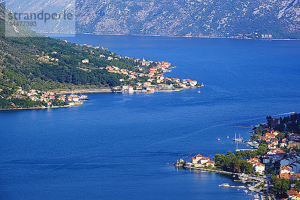 Montenegro  Bucht von Kotor  Prcanj und Dobrota  Blick von der Festung Sveti Ivan
