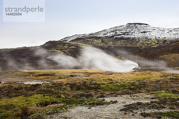 Eisland  Haukadalur-Tal  Geothermiestandort mit heisser Quelle  Geysir