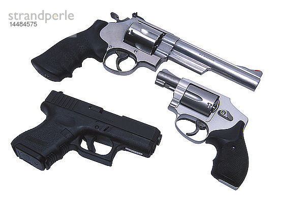 Gruppe von Handfeuerwaffen Glock Kaliber 40  .38 und .357 Magnum