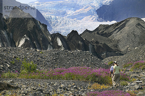 People Crossing Creek Kenai Fjords NP KP AK Sommer /nPederson Gletscher Aialik Bay