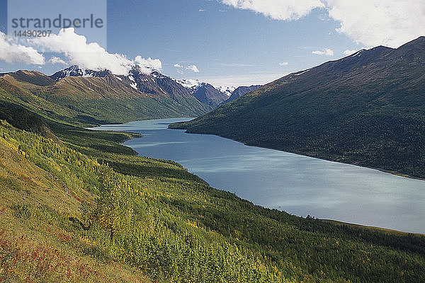 Wanderer Ansichten Eklutna See von Twin Peaks Trail Southcentral Alaska