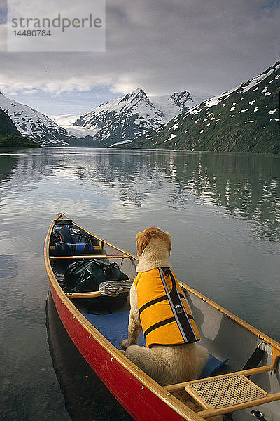 Kanufahrer auf dem Portage Lake SC Alaska Sommer Chugach NF Kenai Mtns